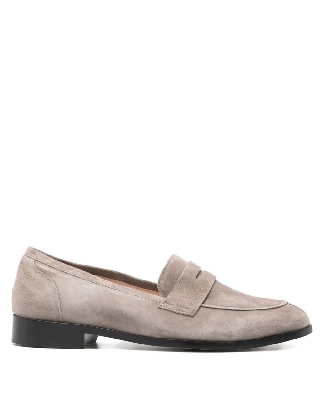 P.A.R.O.S.H. Natural Penny-Strap Suede Loafers