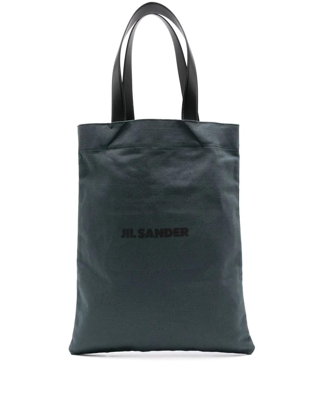 Jil Sander Black Logo-Print Canvas Tote Bag