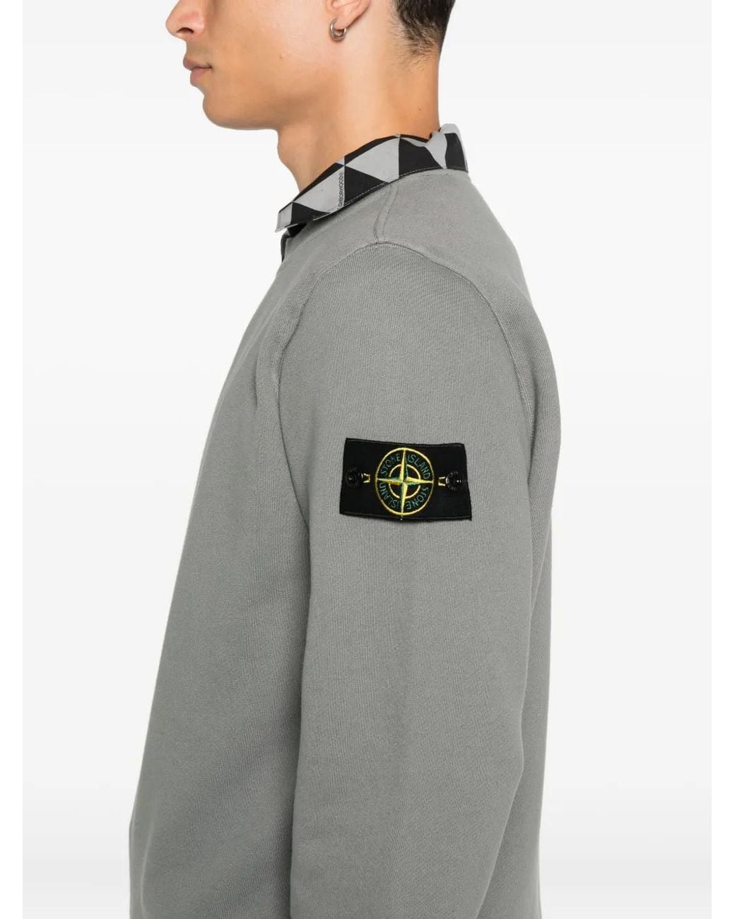 Stone Island Gray Compass-Motif Sweatshirt for men