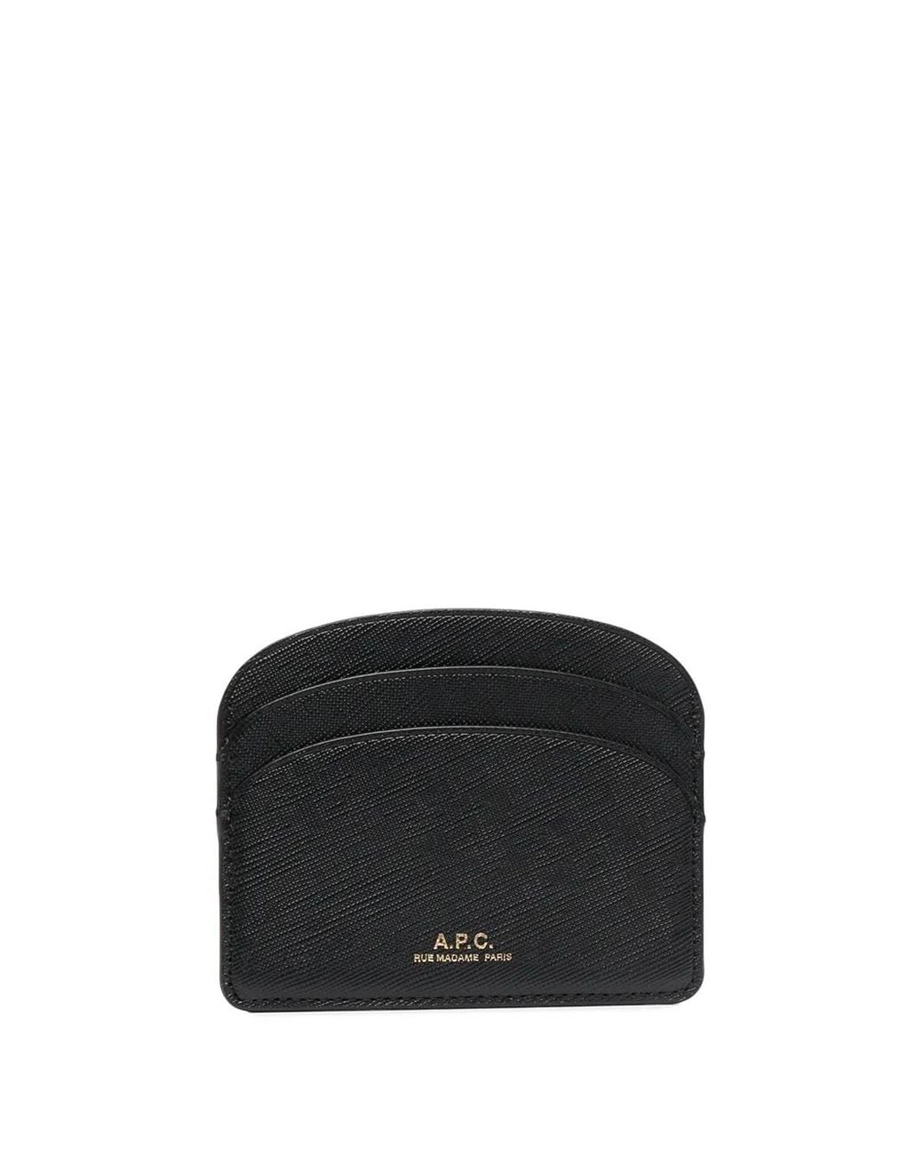 A.P.C. Black Demi Lune Hammered Leather Cardholder