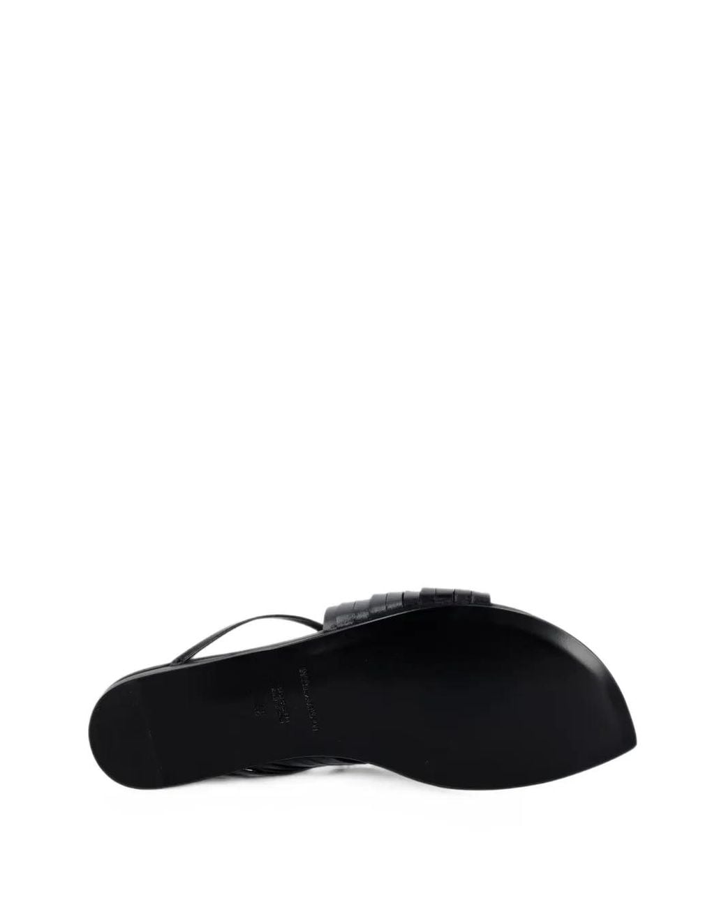 Emporio Armani Black Multi-Strap Leather Sandals