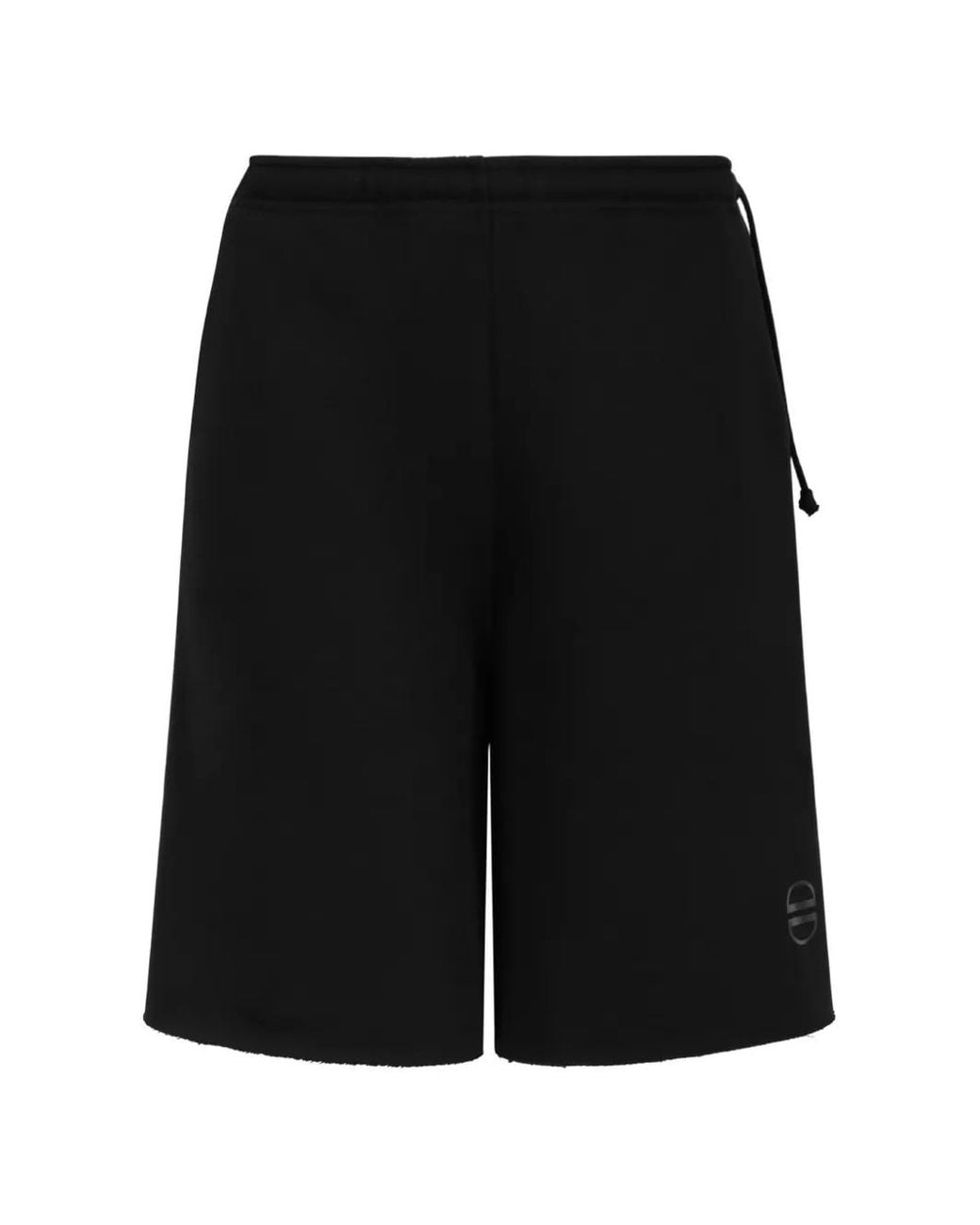 Douuod Black Logo-Print Raw-Edge Shorts