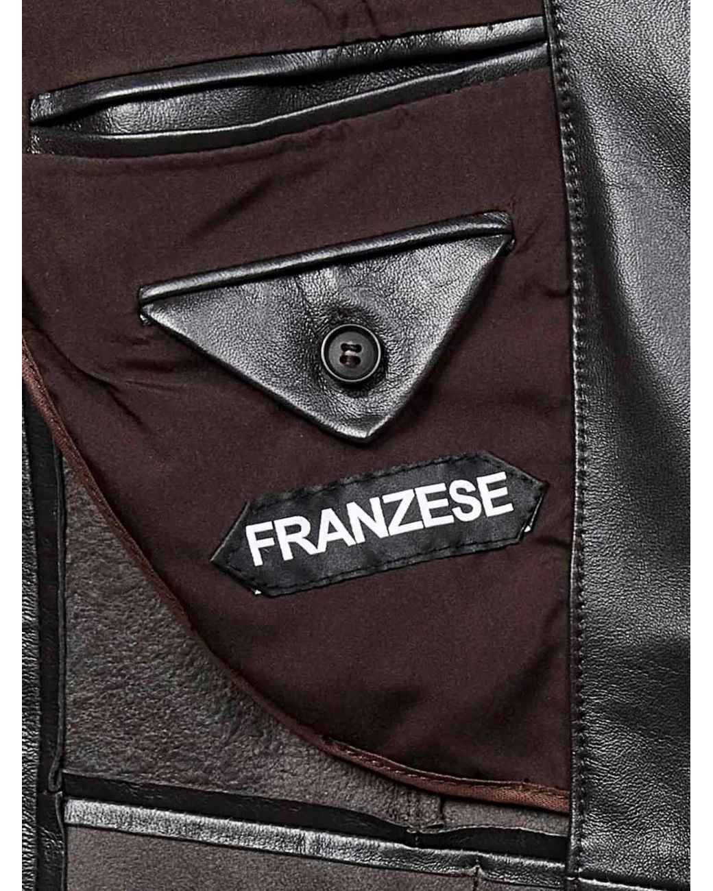 Franzese Collection Black Single-Breasted Leather Blazer for men
