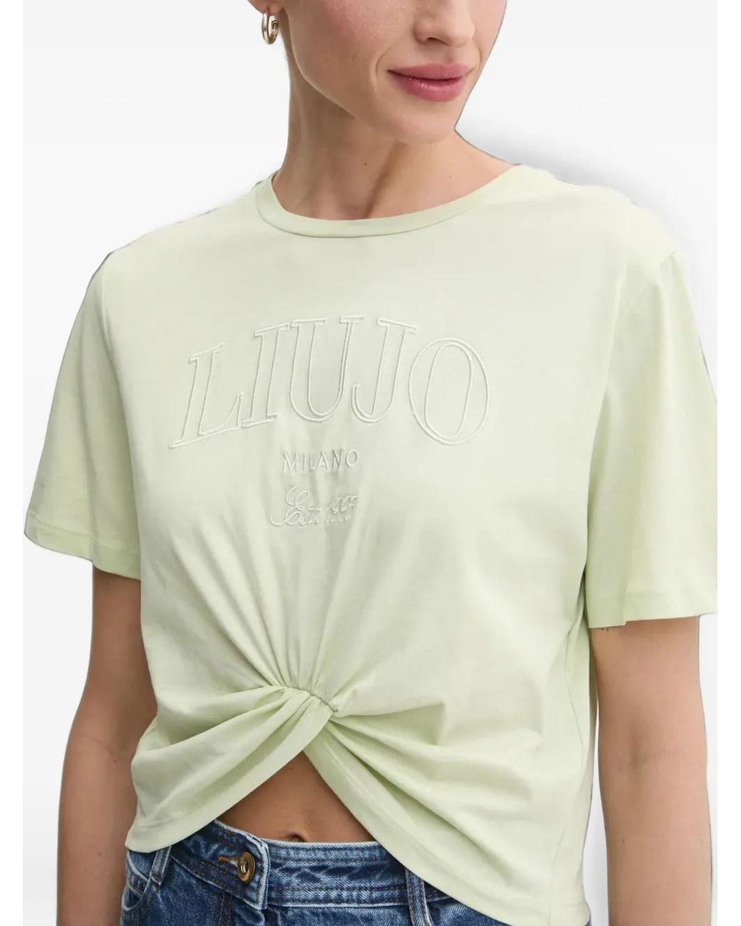 Liu Jo Blue Embroidered Twist T-Shirt