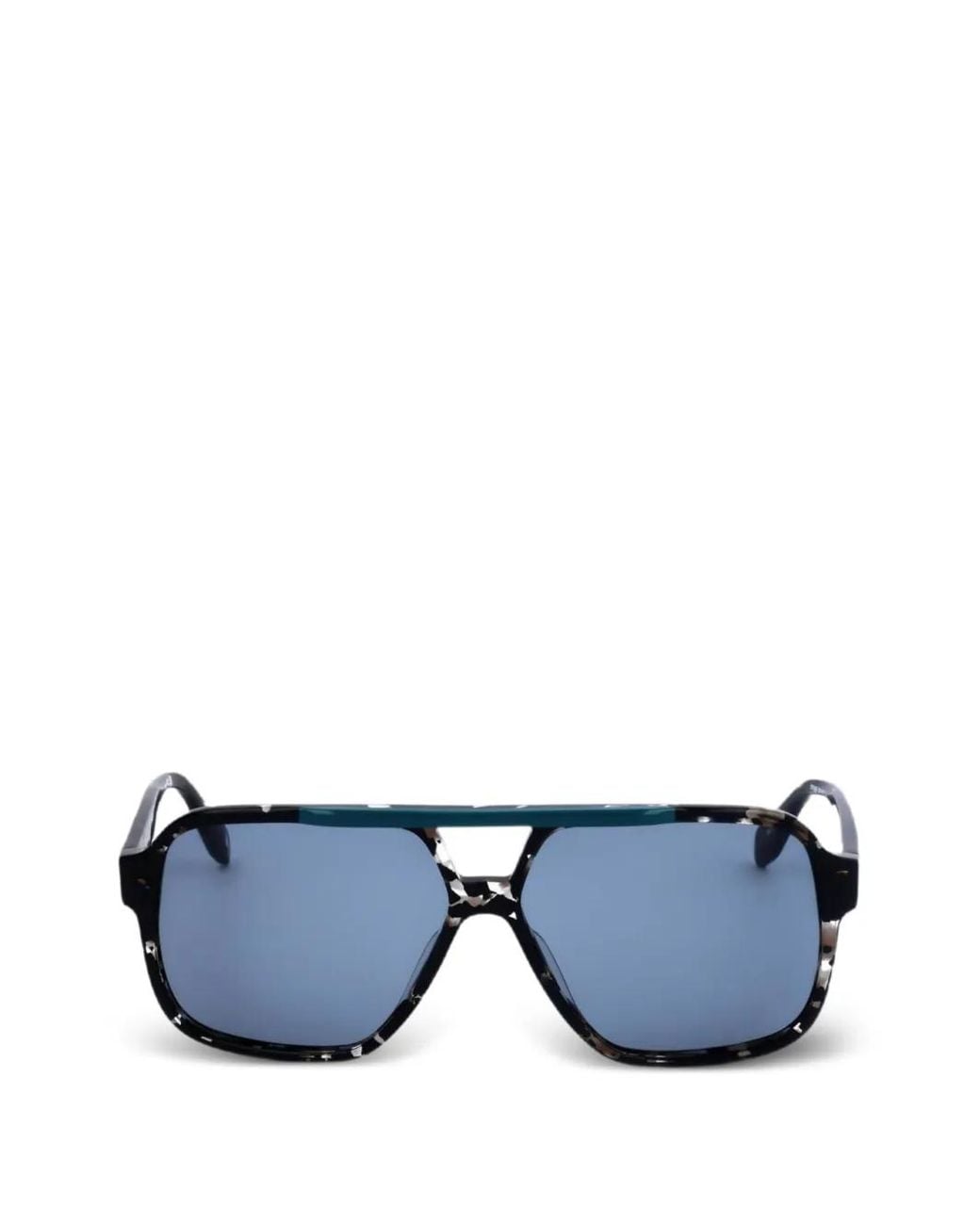 Adidas Blue Tortoiseshell-Effect Geometric-Frame Sunglasses for men