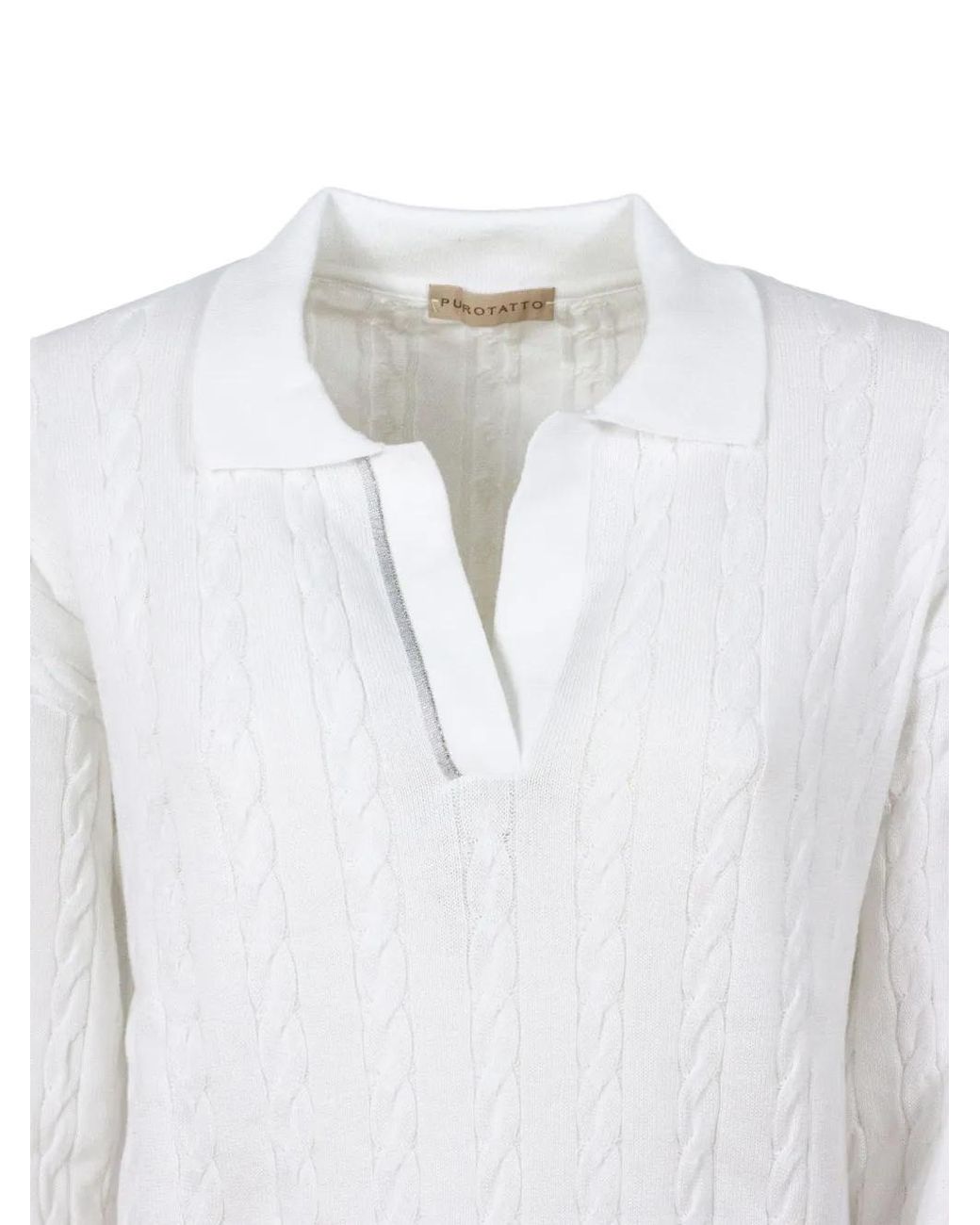 Purotatto White V-Neck Polo Top
