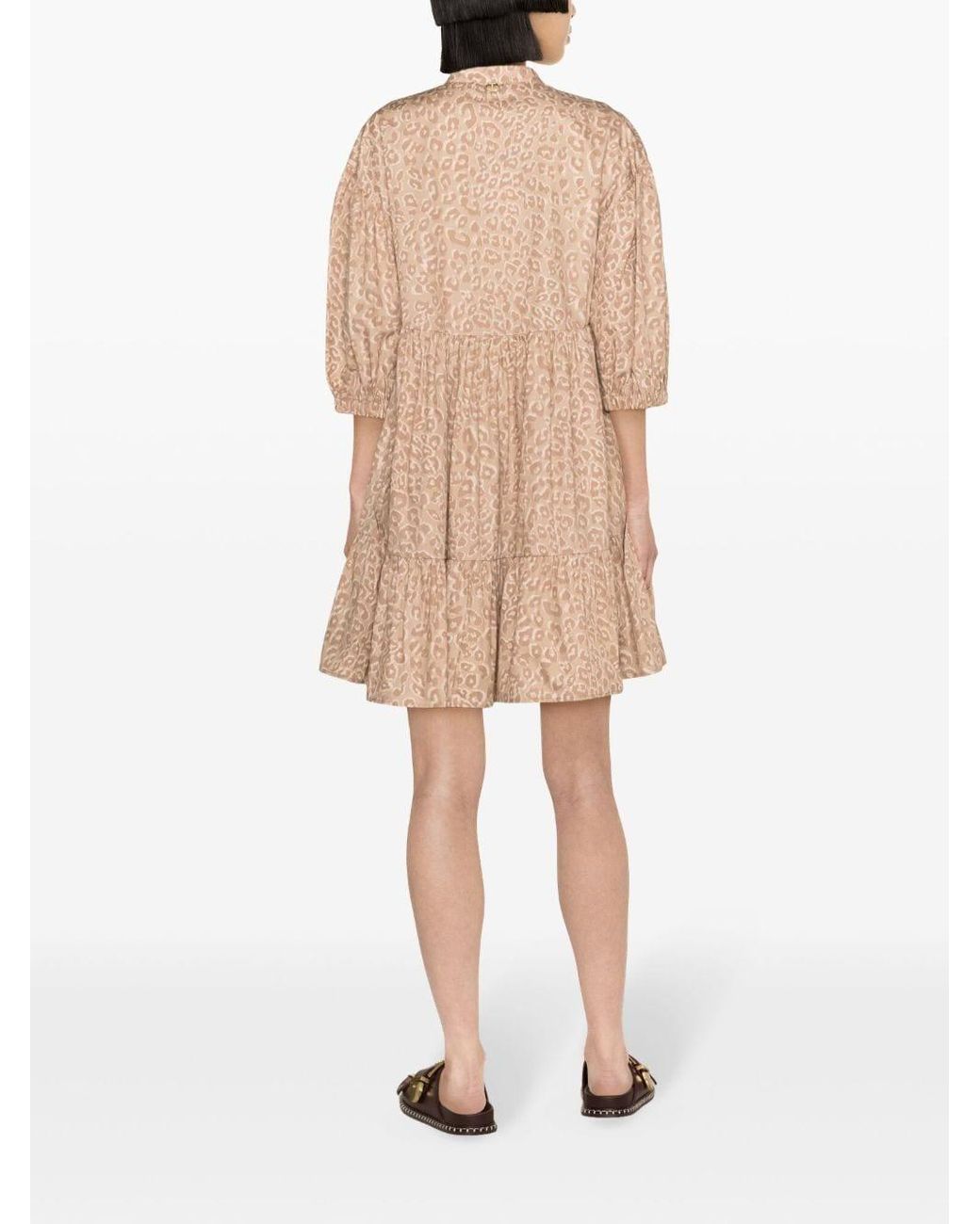 TWINSET floral-print feather-trim minidress - Neutrals