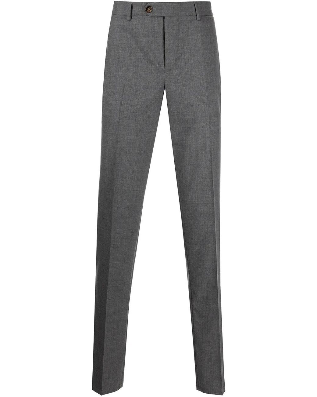 Brunello Cucinelli Gray Slim-Fit Tailored Trousers for men
