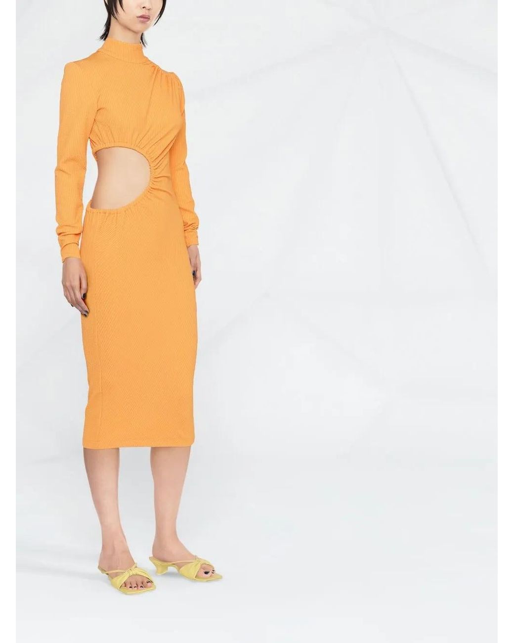 ROTATE BIRGER CHRISTENSEN Orange Cut-Out Asymmetric Dress