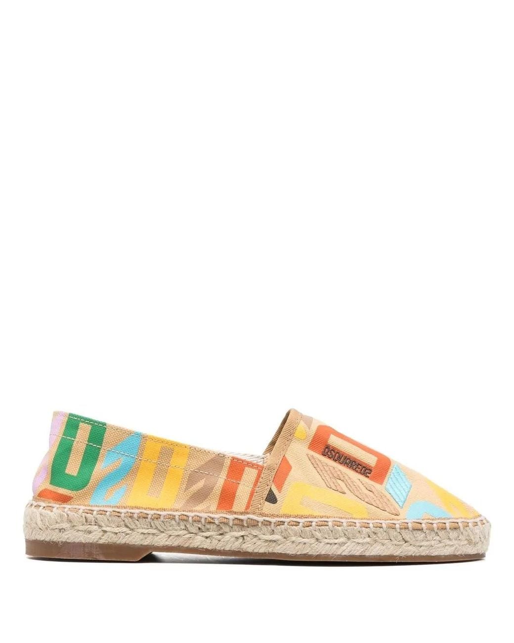 DSquared² Yellow All-Over Logo-Print Espadrilles