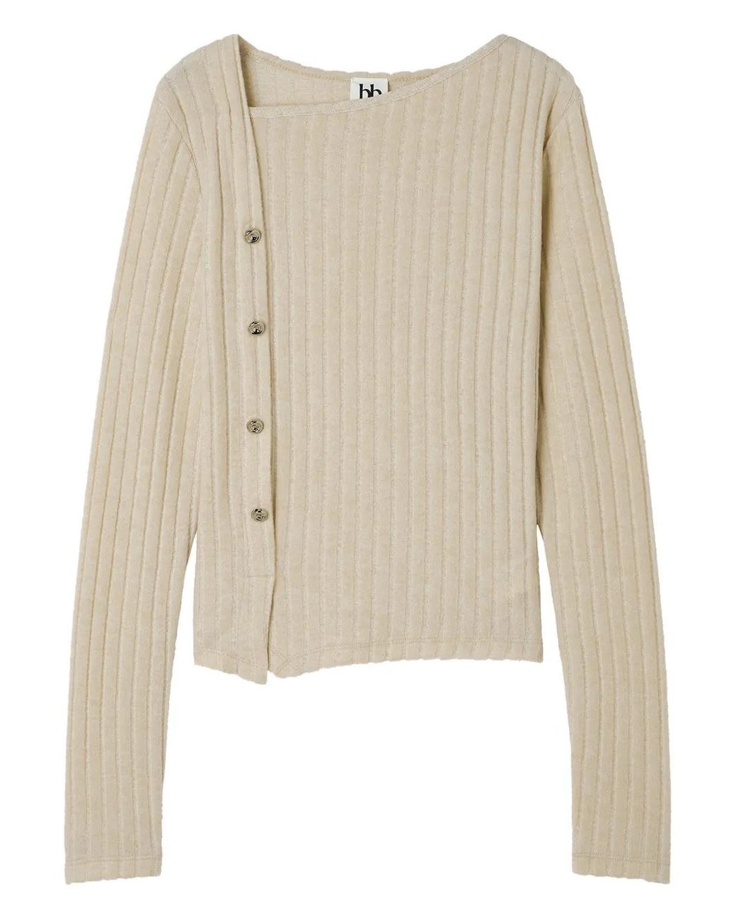 B+ AB Natural Buttoned Ribbed T-Shirt