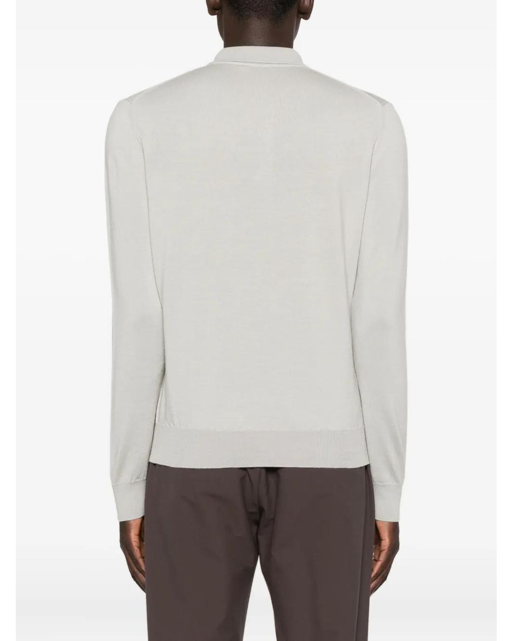 Corneliani White Long-Sleeve Polo Shirt for men