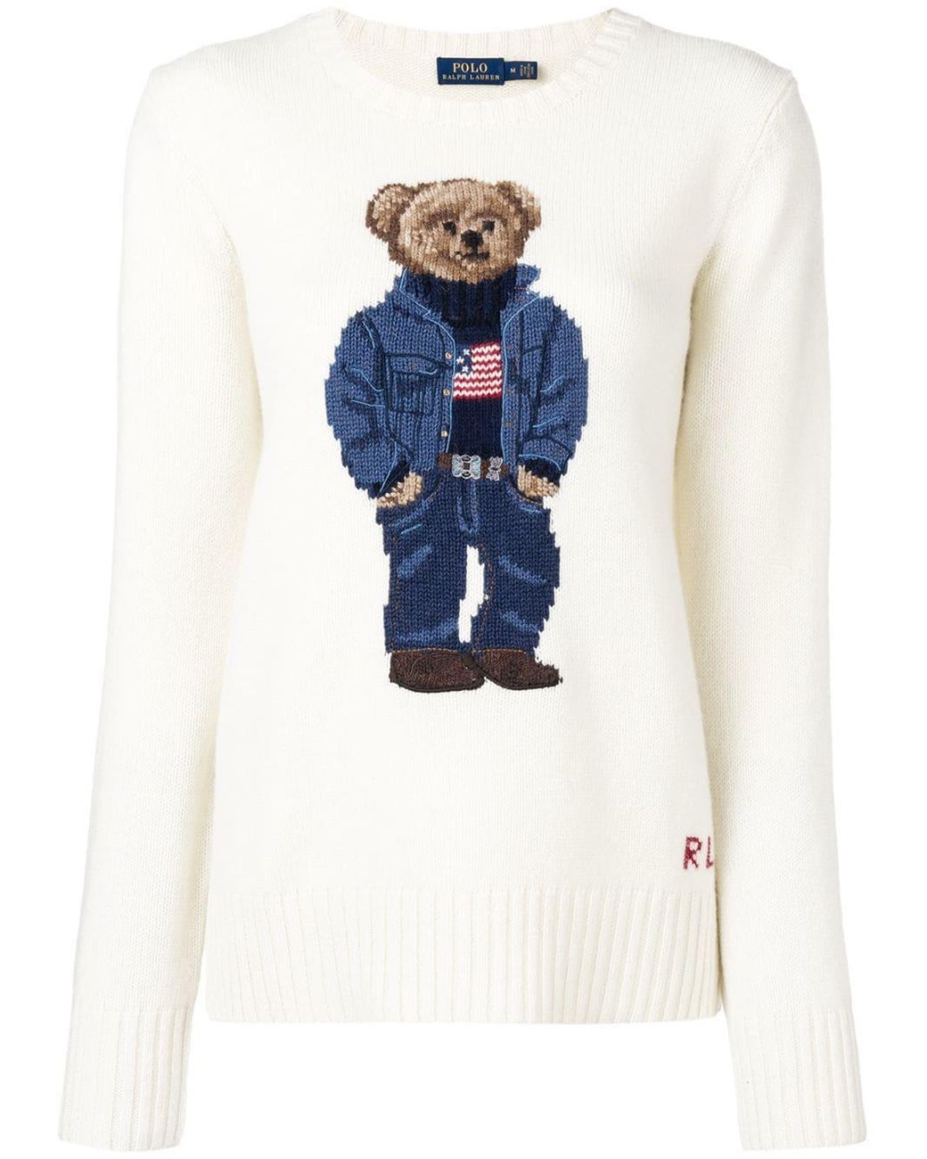 Polo Ralph Lauren Teddy Bear Intarsia Sweater in Natural | Lyst Australia