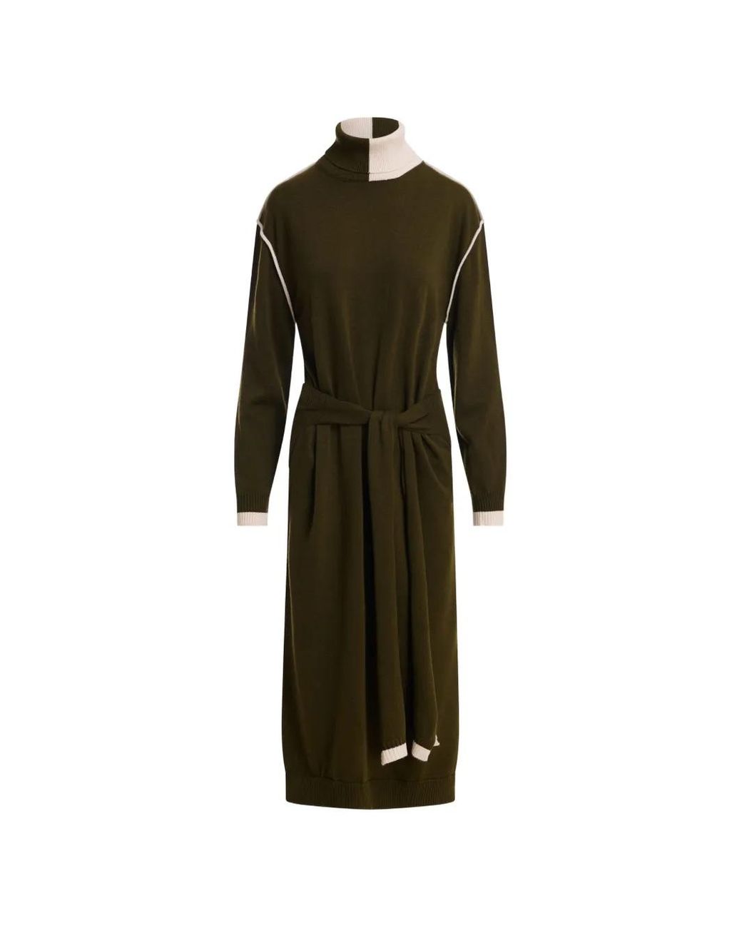 Essentiel Antwerp Green Kirly Waist-Tie Midi Dress