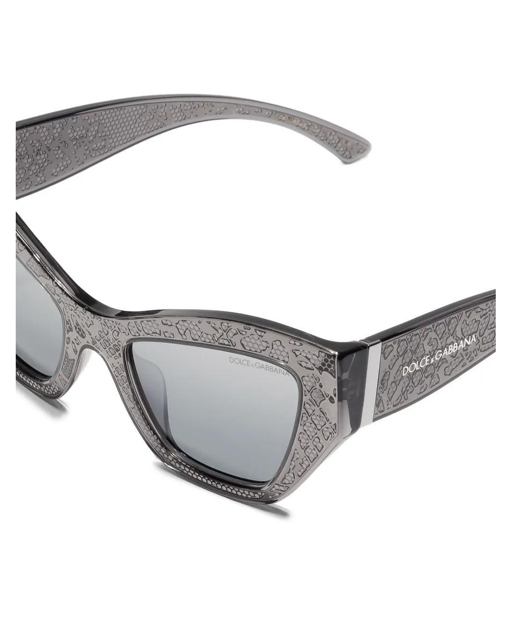 Dolce & Gabbana Gray Dg Lace-Pattern Geometric Sunglasses