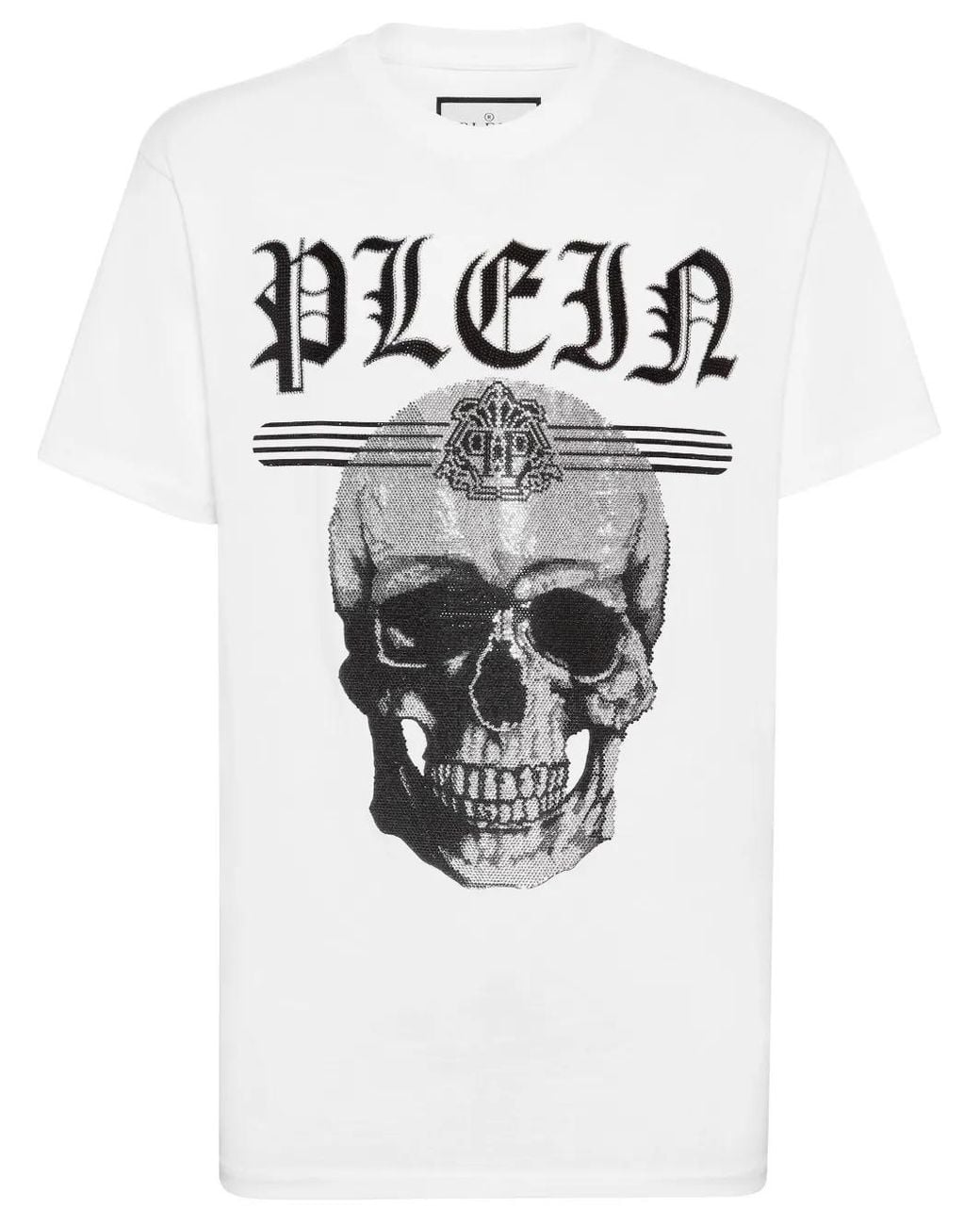 Philipp Plein White Skull Crystal-Embellished T-Shirt for men