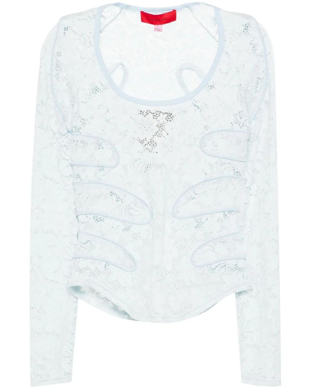 Eckhaus Latta White Seraph Floral-Lace Top