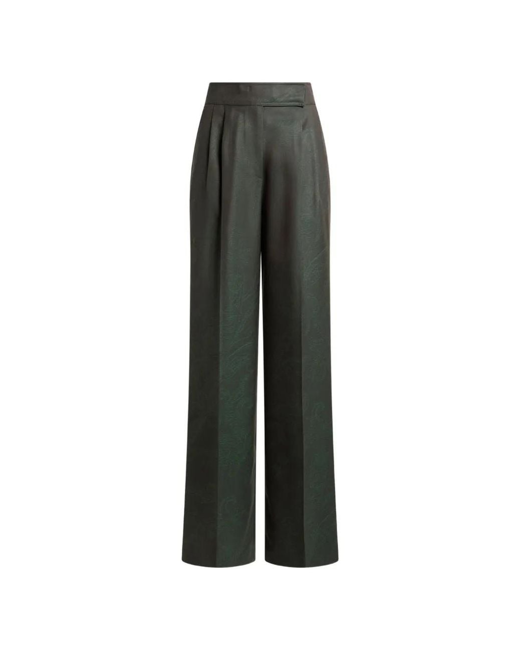 Etro Green Jacquard Wool Trousers With Pleats And Paisley Pattern