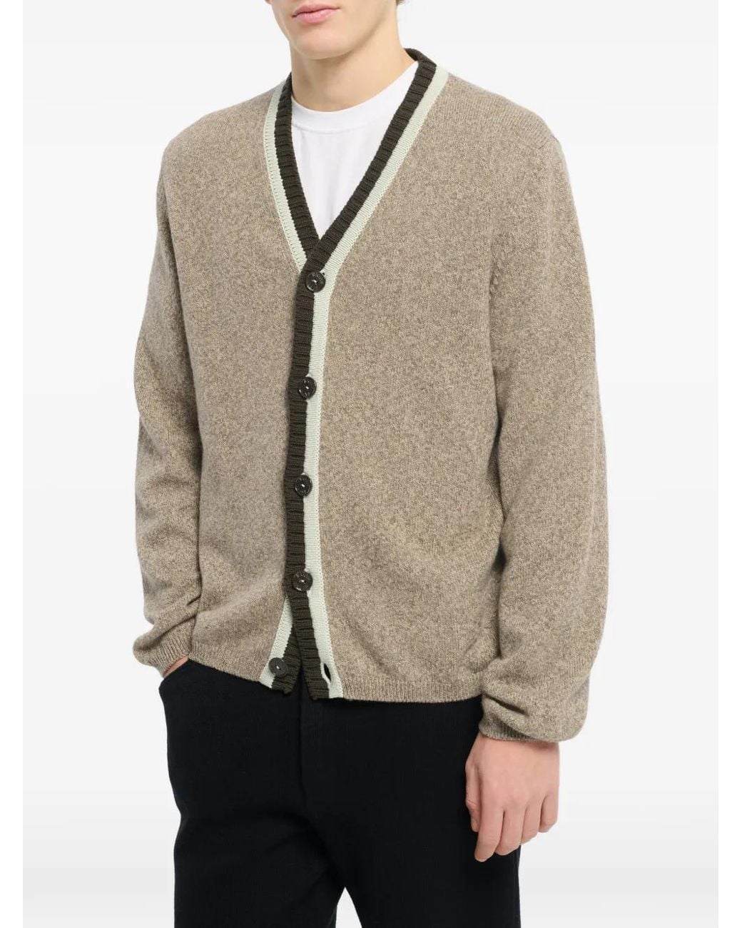 Barrie Natural V-Neck Cashmere Cardigan for men