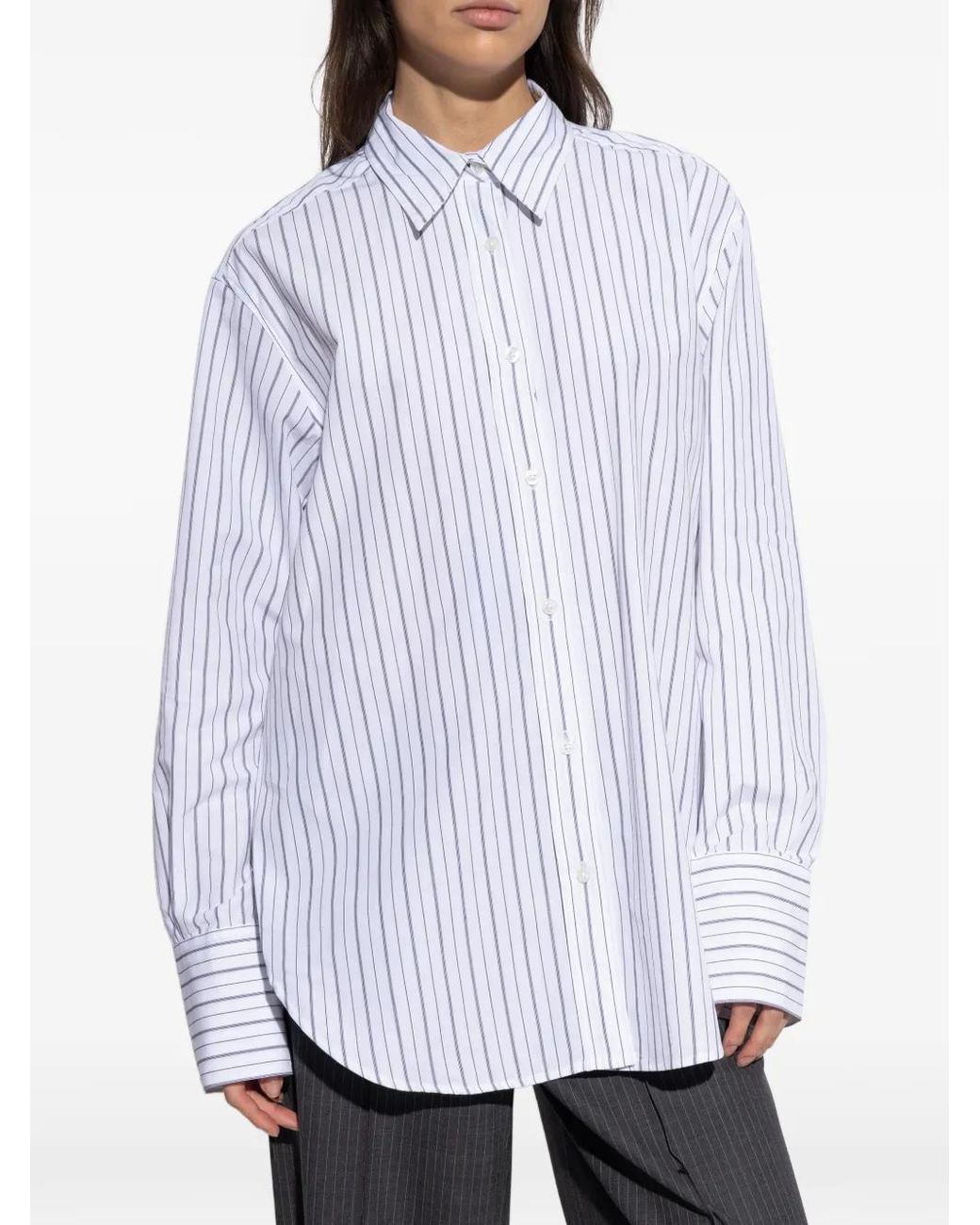 Samsøe & Samsøe White Striped Button-Down Shirt