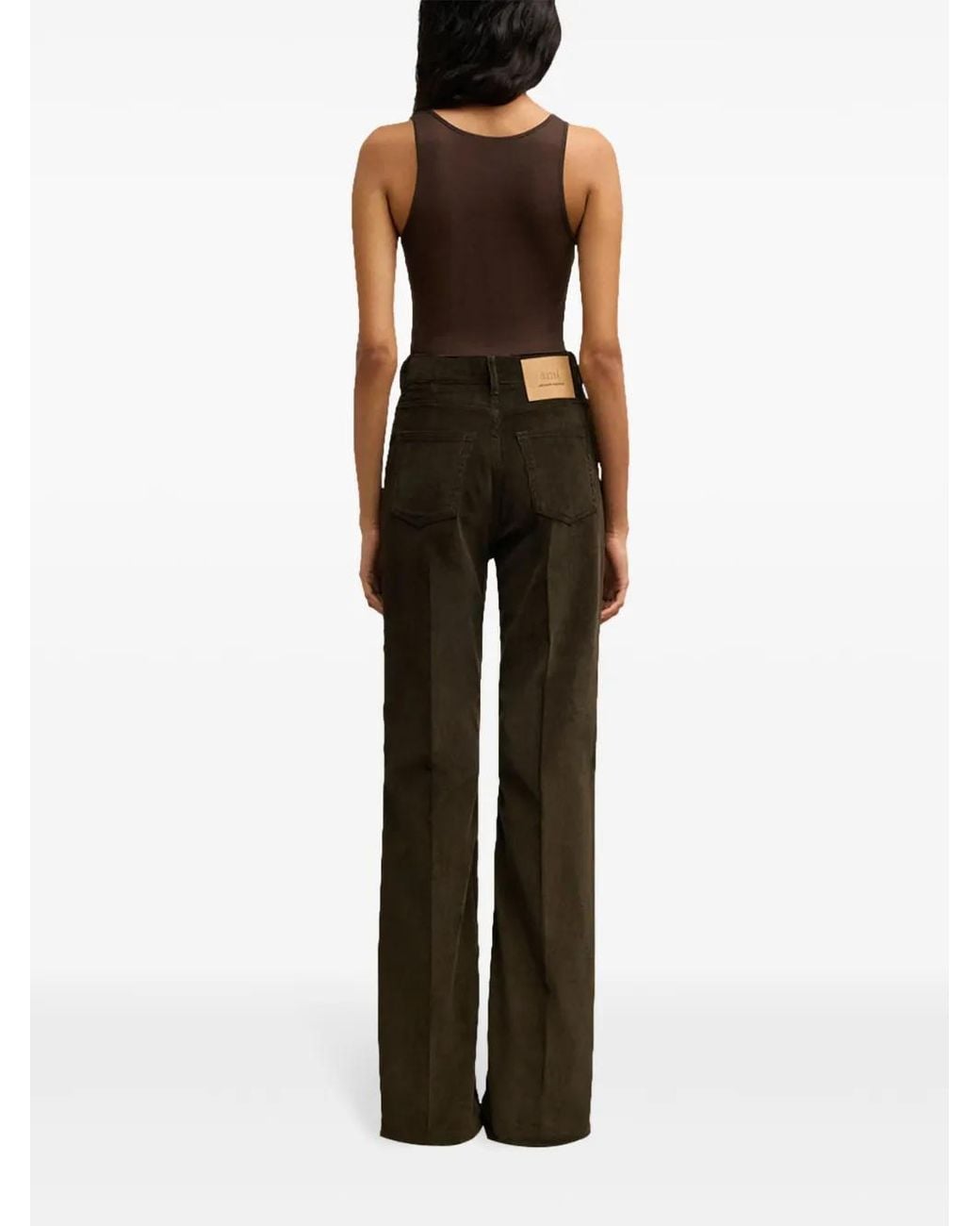 AMI Black Flared Corduroy Trousers