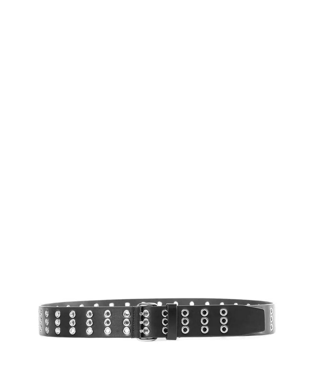 Ann Demeulemeester White Eyelet-Embellished Leather Belt