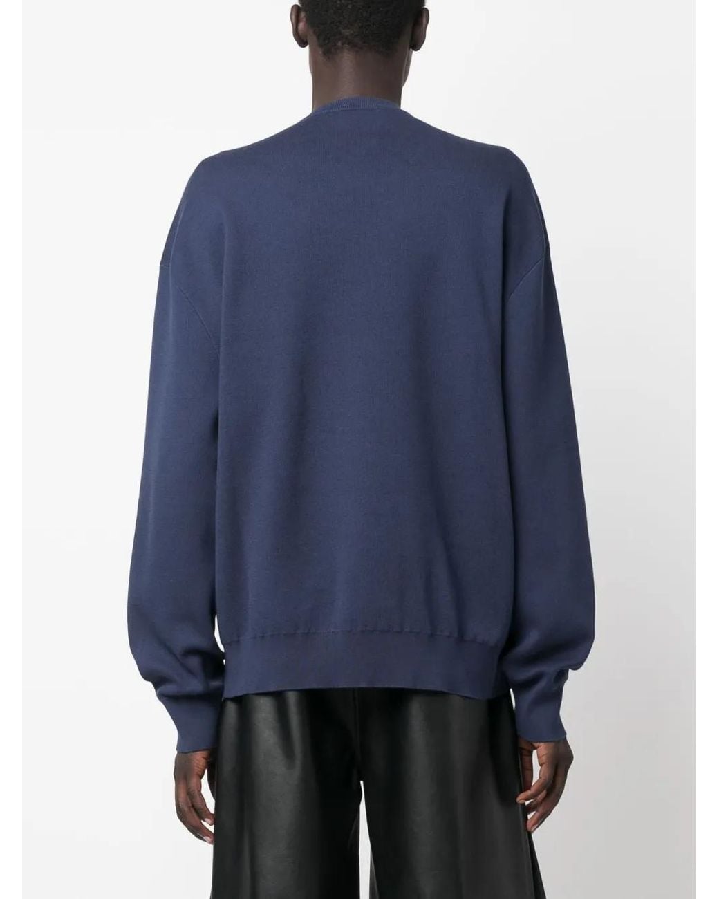 McQueen Blue Skull Graffiti Jacquard-Knit Jumper for men