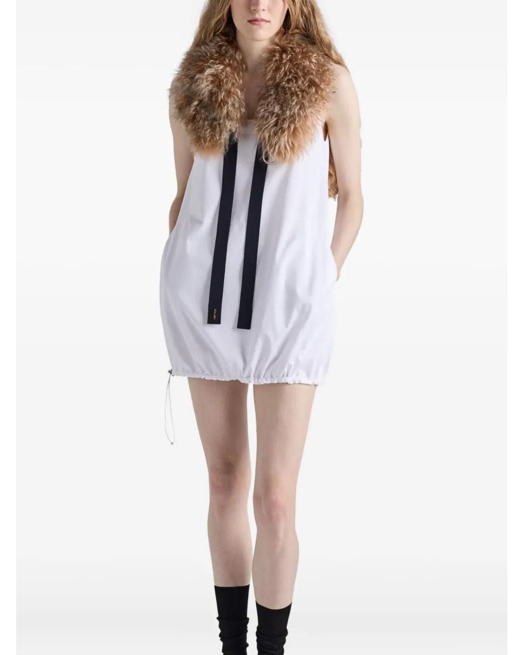 Robe Courte À Design Réversible Prada en coloris White