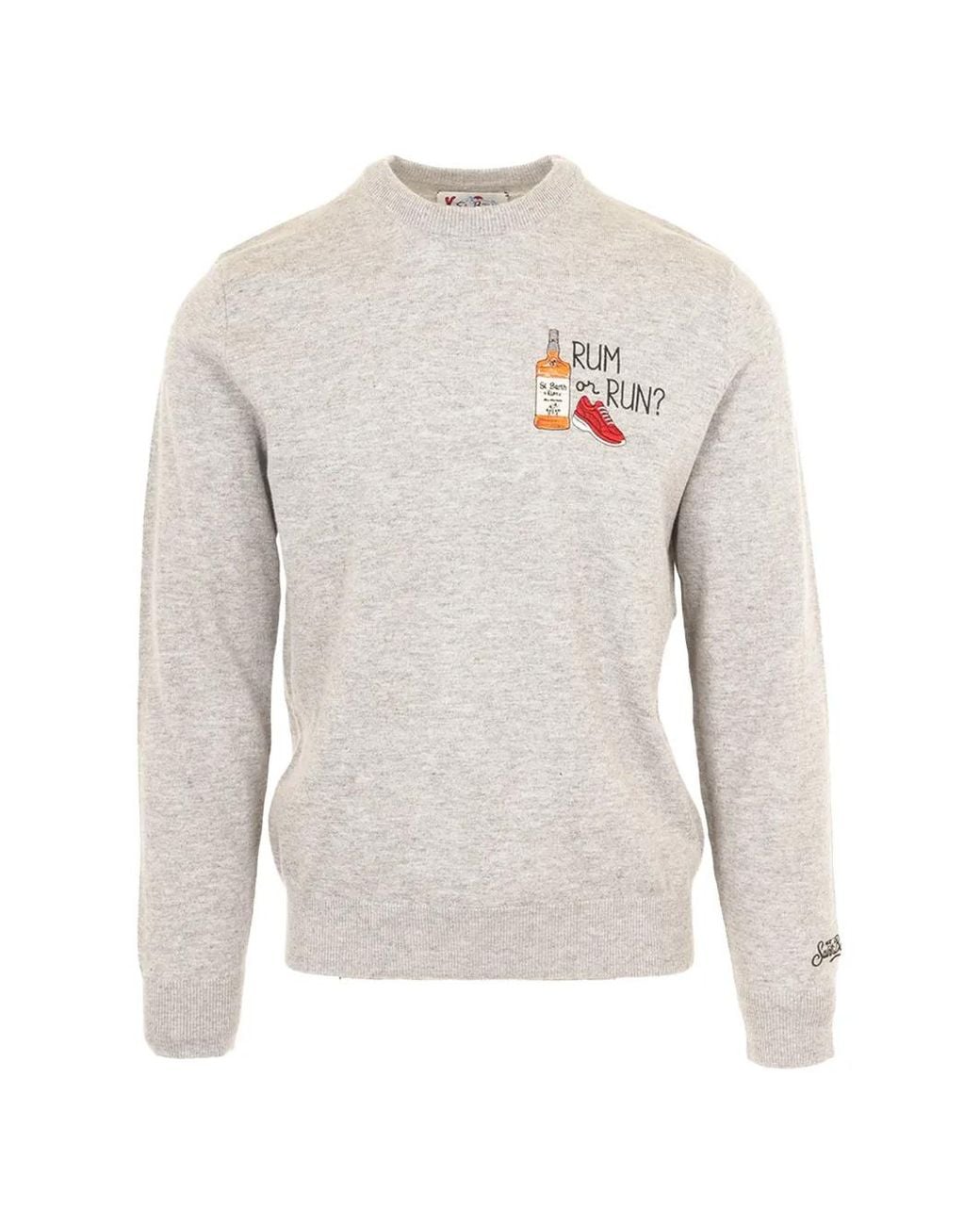 Mc2 Saint Barth White Embroidered Crew-Neck Sweater for men