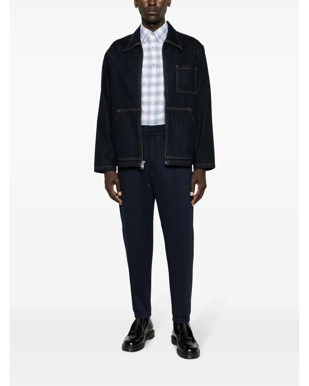 Levi's Blue Contrast-Stitching Zip-Up Jeans Jacket for men
