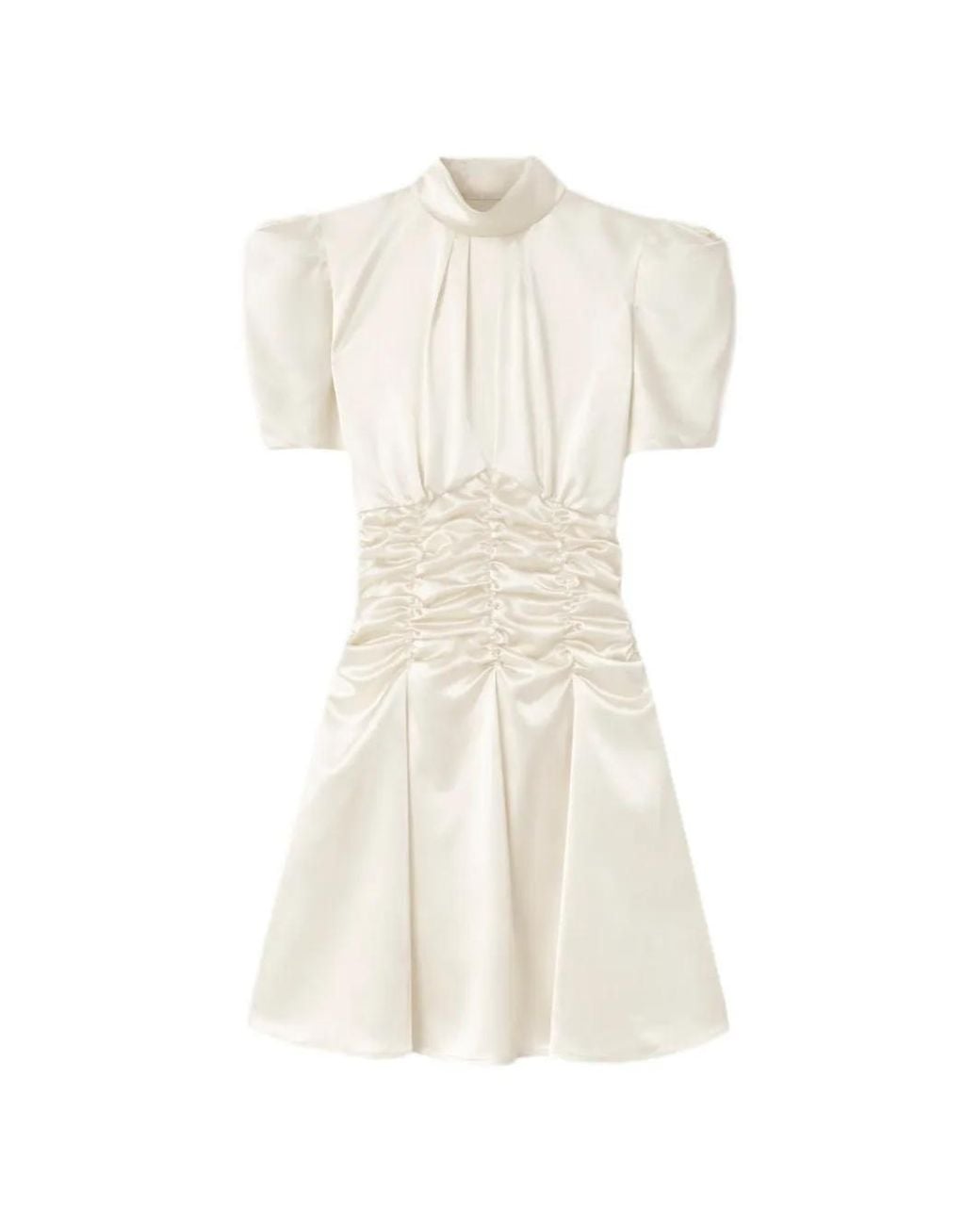 Violante Nessi White Balthus Ruched Short-Sleeve Mini Dress