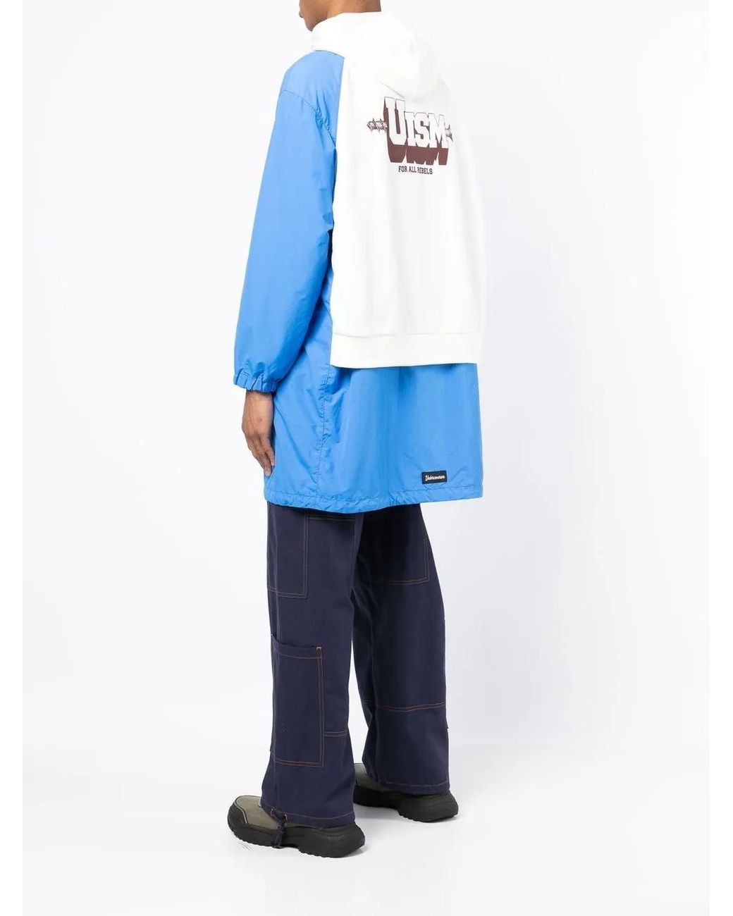 Undercoverism Blue Logo-Print Hooded Coat for men