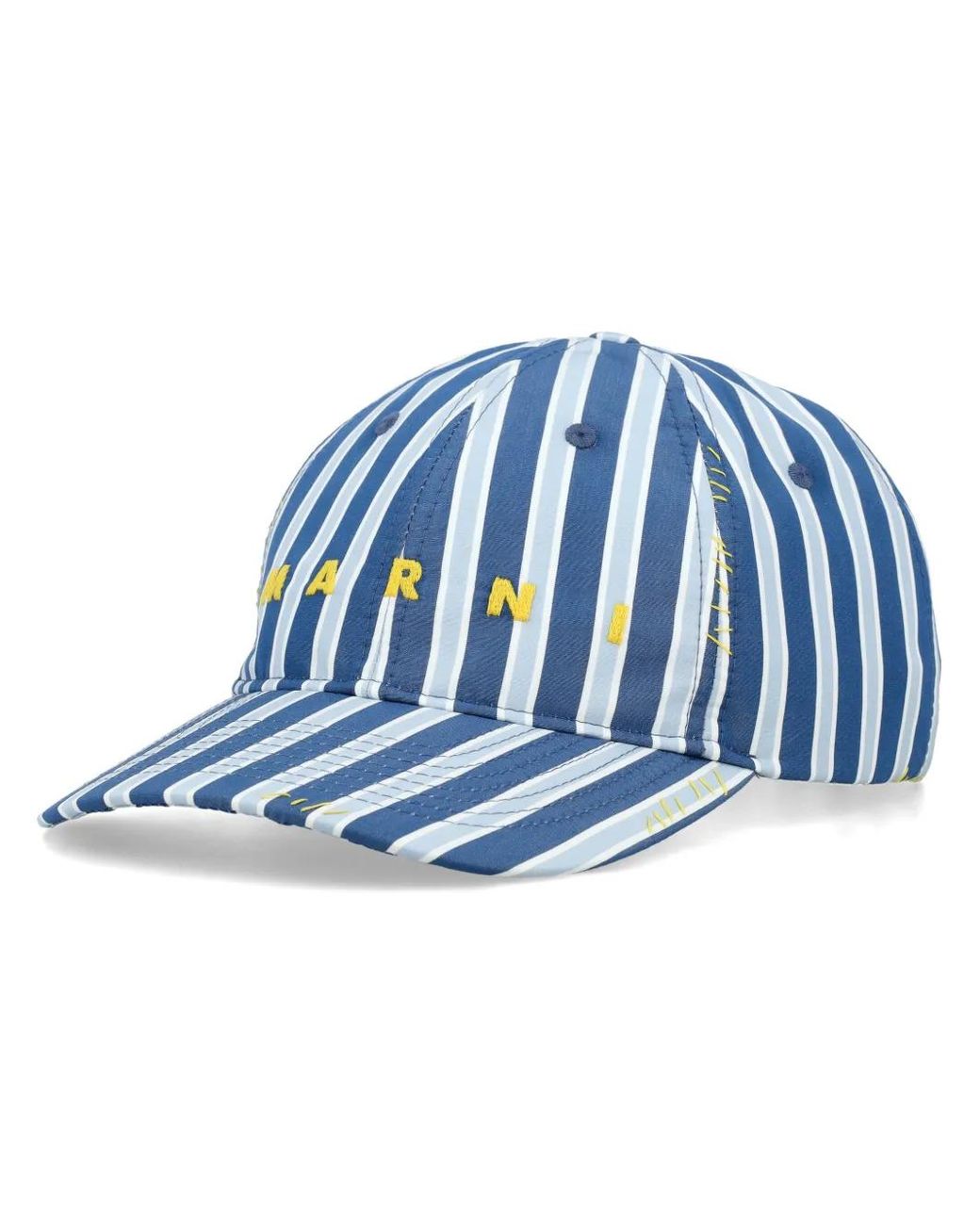 Marni Blue Striped Cotton Baseball Cap for men