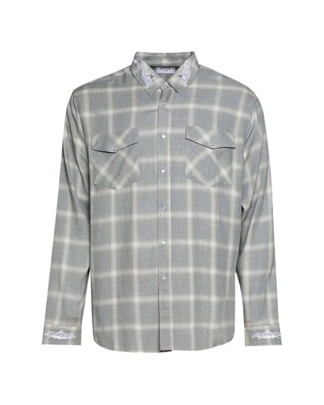 Warren Lotas Gray Reaper Japanese Plaid Shirt for men