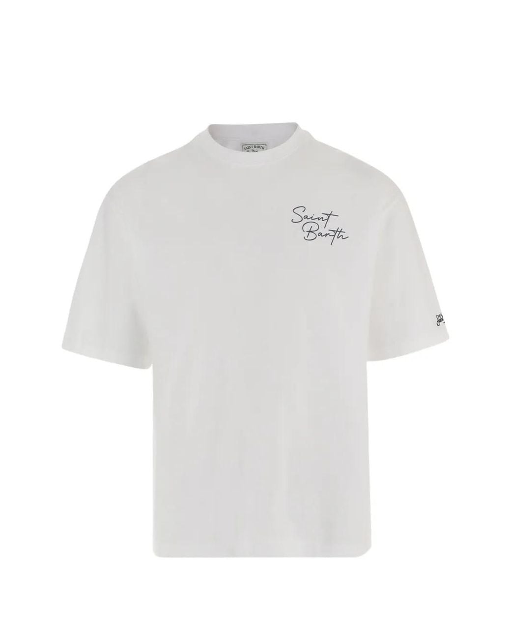 Mc2 Saint Barth White Delmar Oversized Logo-Print Cotton T-Shirt for men