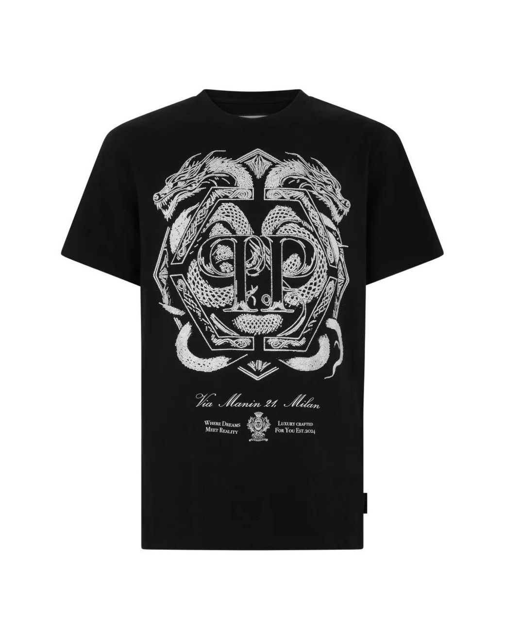 Philipp Plein Black Round-Neck T-Shirt for men