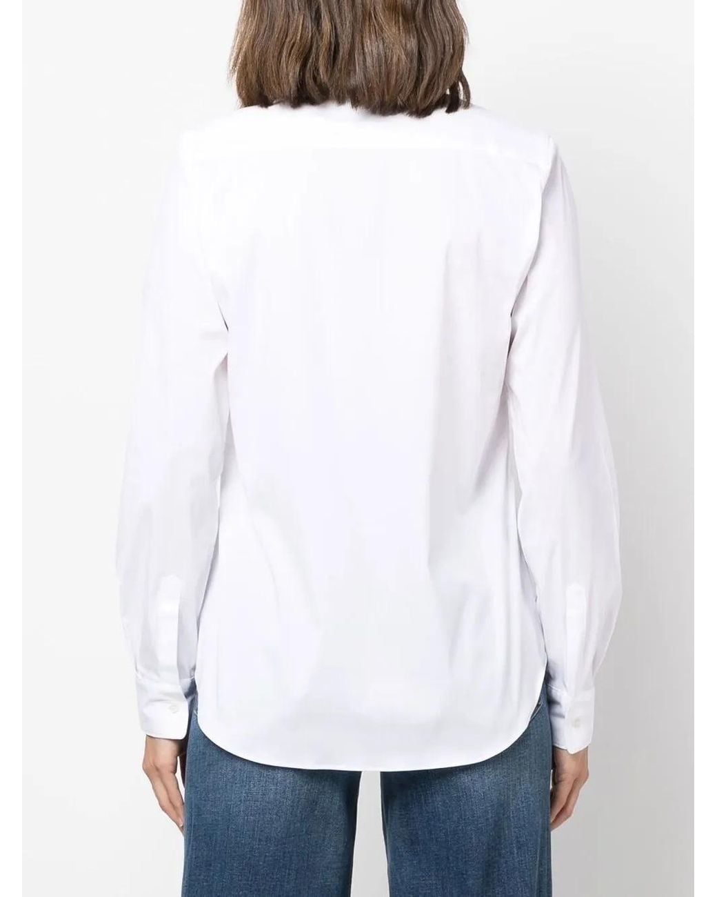 Aspesi White Collarless Button-Up Shirt
