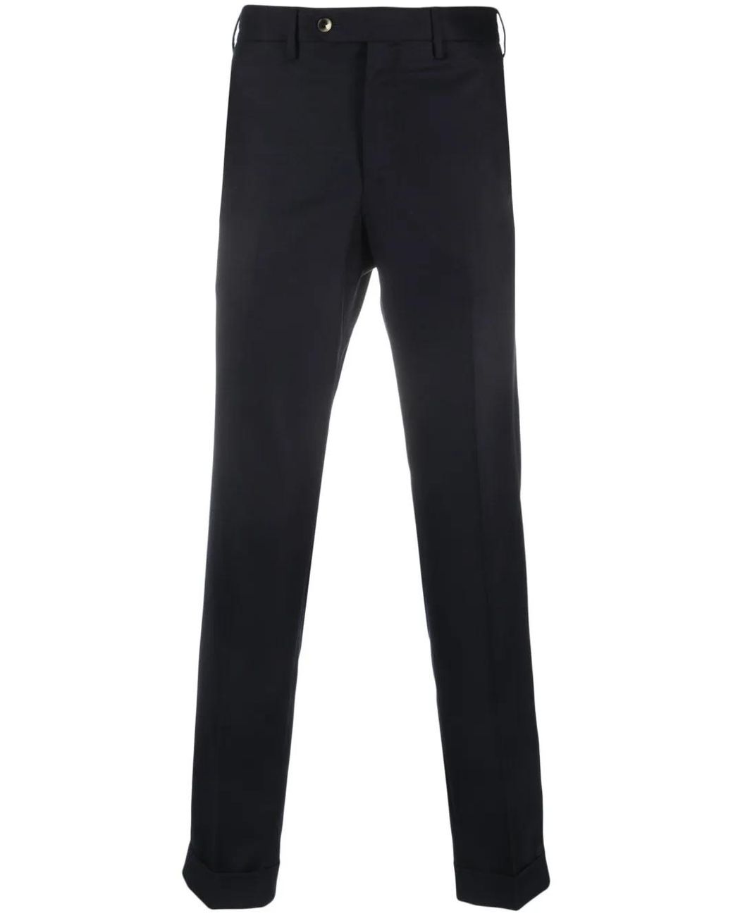 PT Torino Blue Mid-Rise Tailored Trousers for men