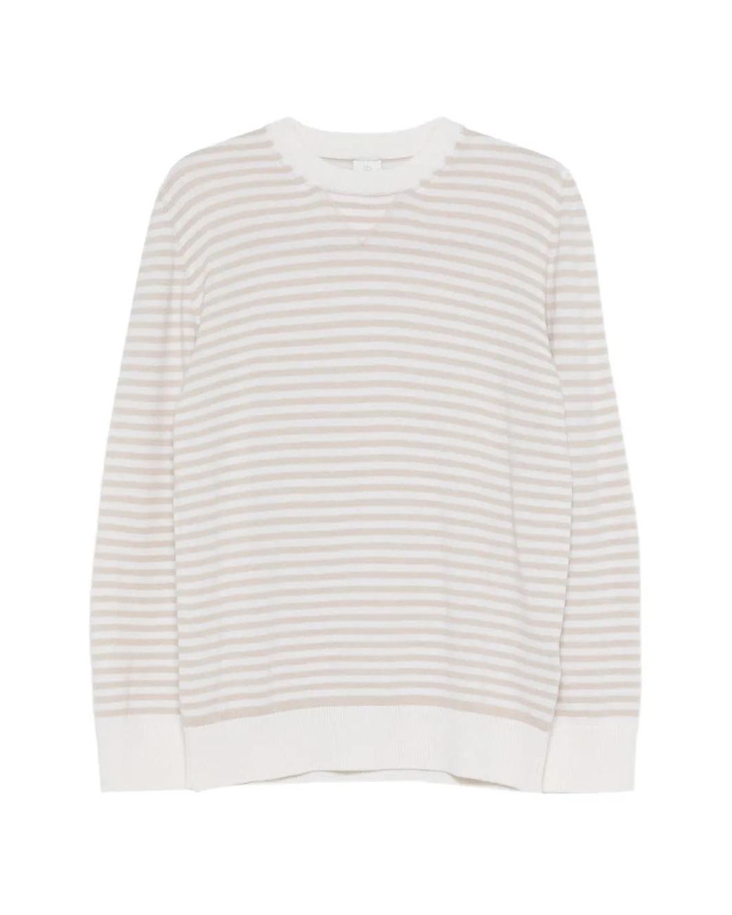 Eleventy White Striped Crewneck Jumper for men