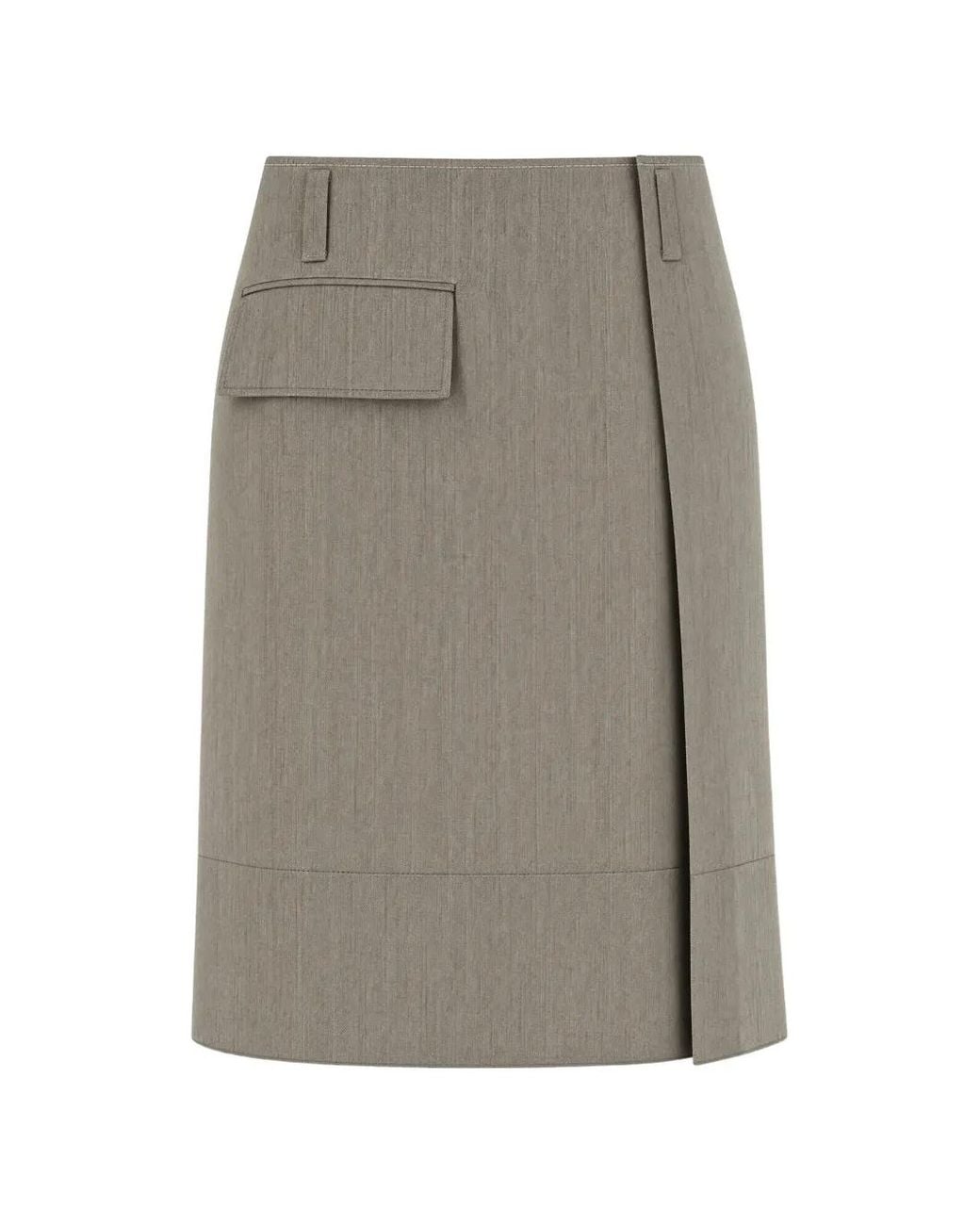 Marni Gray Flap-Pocket Midi Skirt