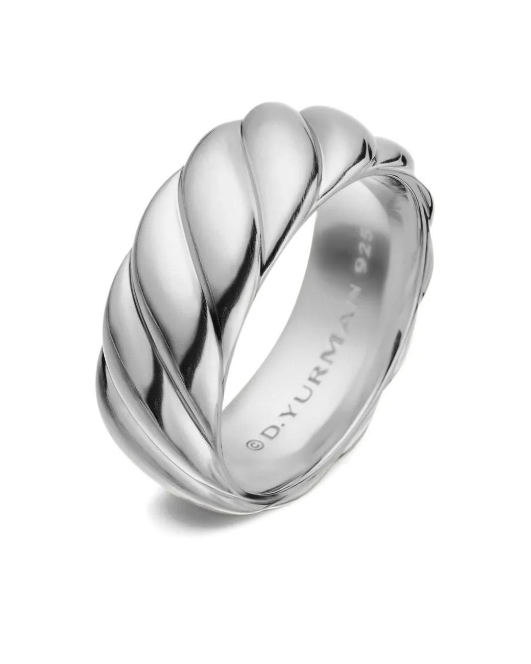David Yurman White Sterling Sculpted Cable Contour Band Ring (9Mm) for men