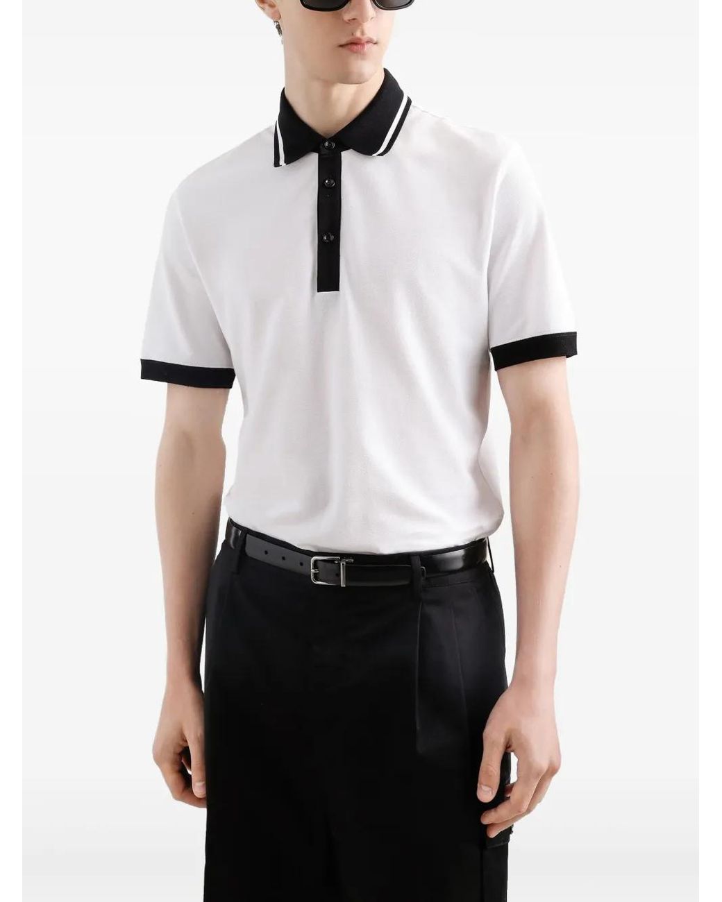 Dolce & Gabbana White Polo With Printed Logo for men