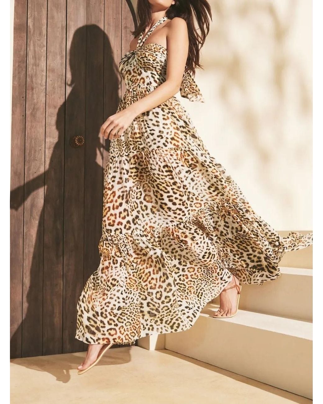 Cara Cara Natural Halterneck Tiered Maxi Dress