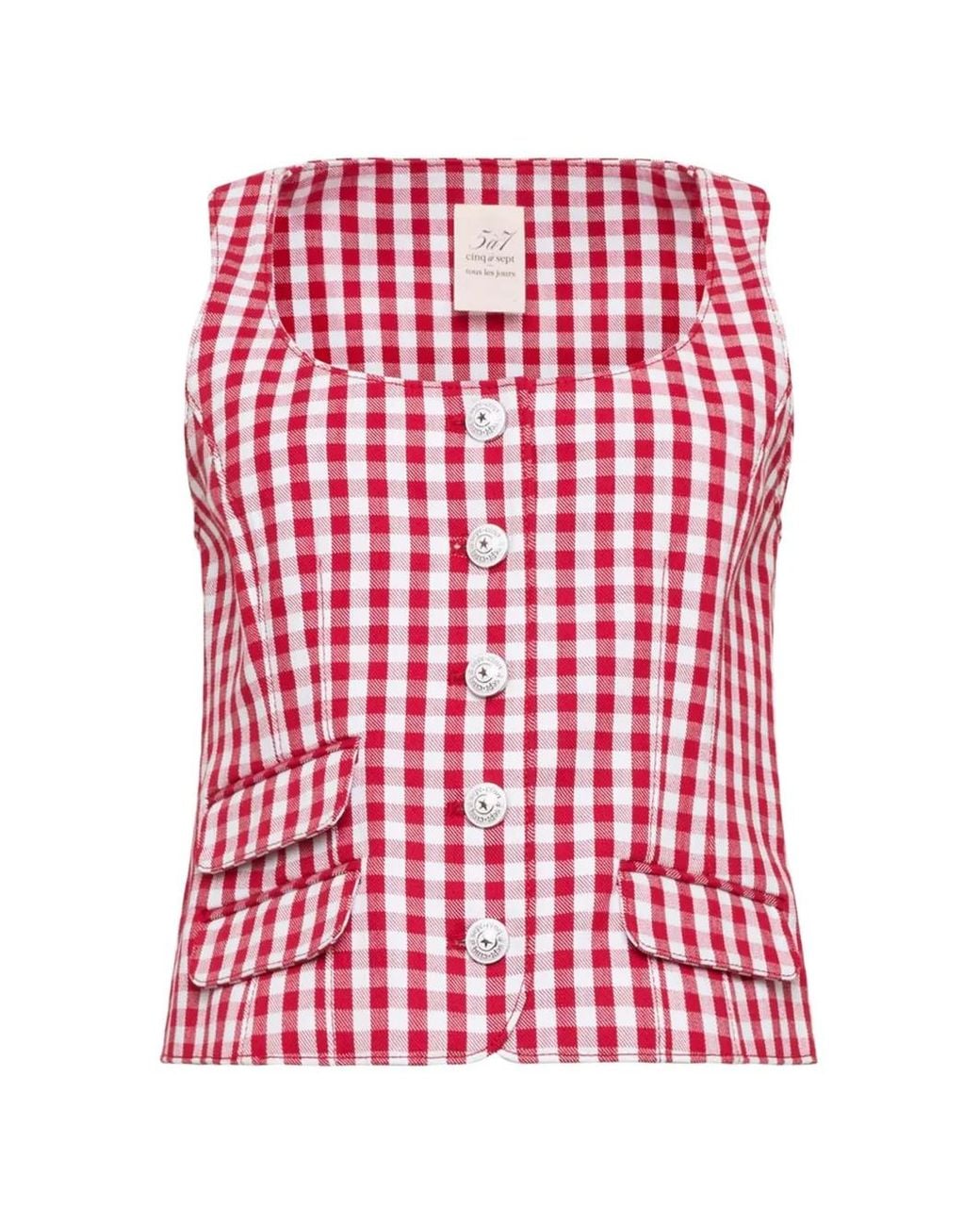 Cinq À Sept Red Lovina Gingham Top