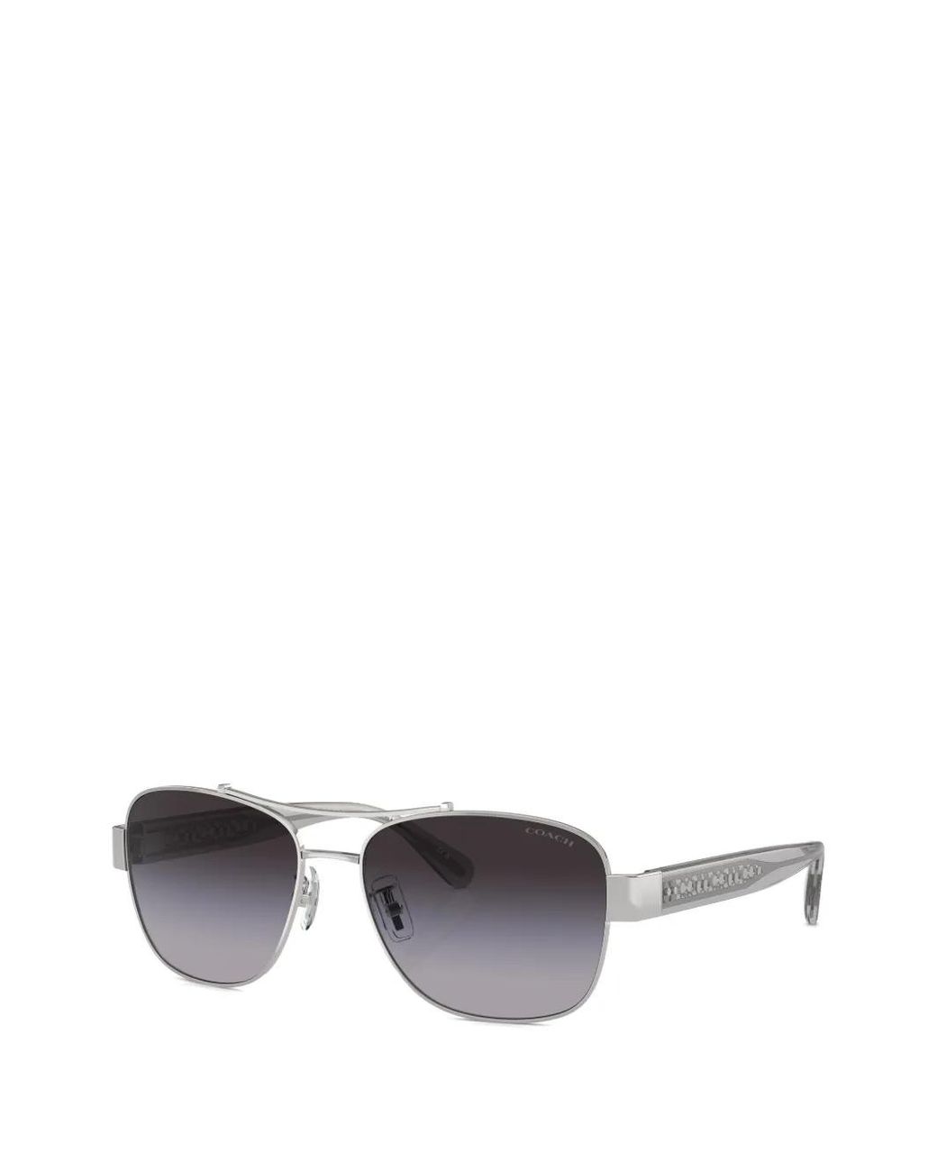 COACH Gray Double-Bridge Pilot-Frame Sunglasses