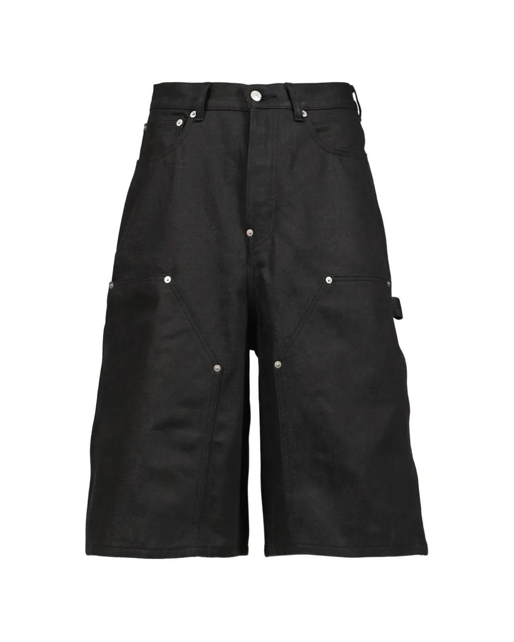 Rivet & Hide Black Stud-Detail Baggy Shorts for men