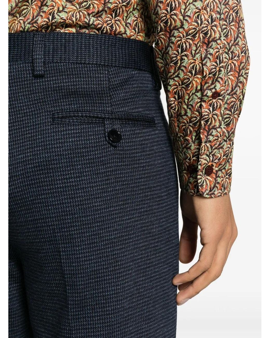 Etro Blue Straight-Leg Cotton Trousers for men