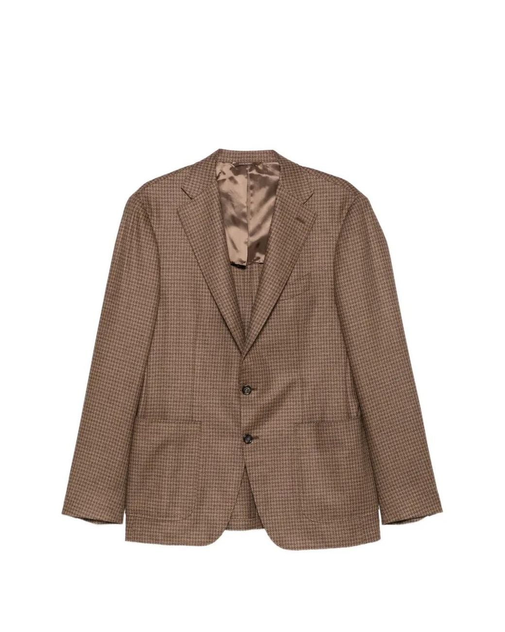 Canali Brown Houndstooth-Pattern Blazer for men