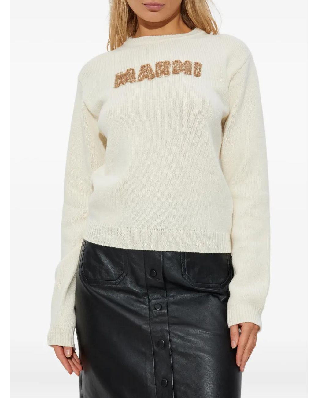 Marni White Laser-Cut Jumper