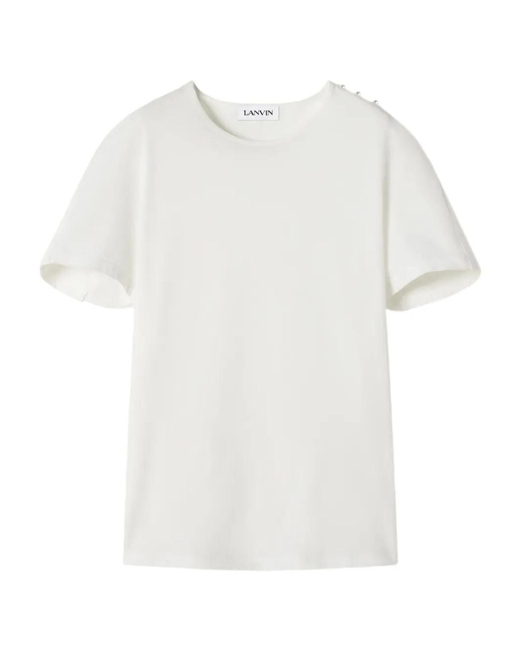 Lanvin White Cape-Effect Embellished T-Shirt